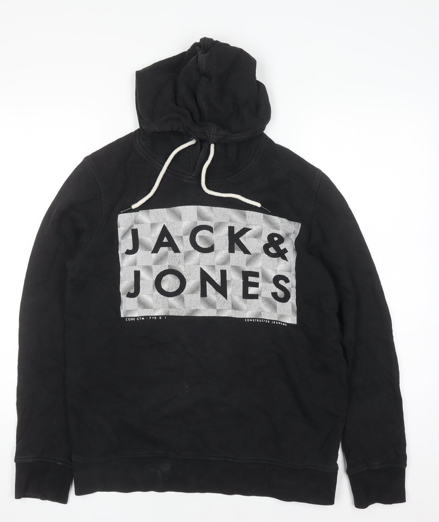 Jack & Jones Men's Black Pullover Hoodie Size M Graphic Print