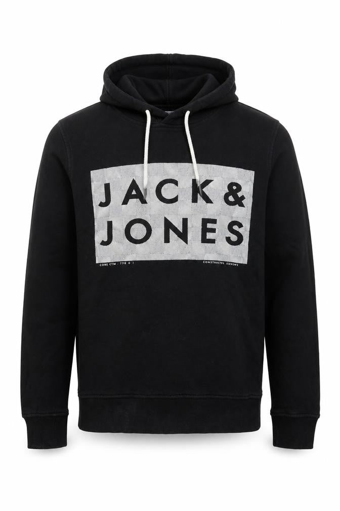 Jack & Jones Men's Black Pullover Hoodie Size M Graphic Print