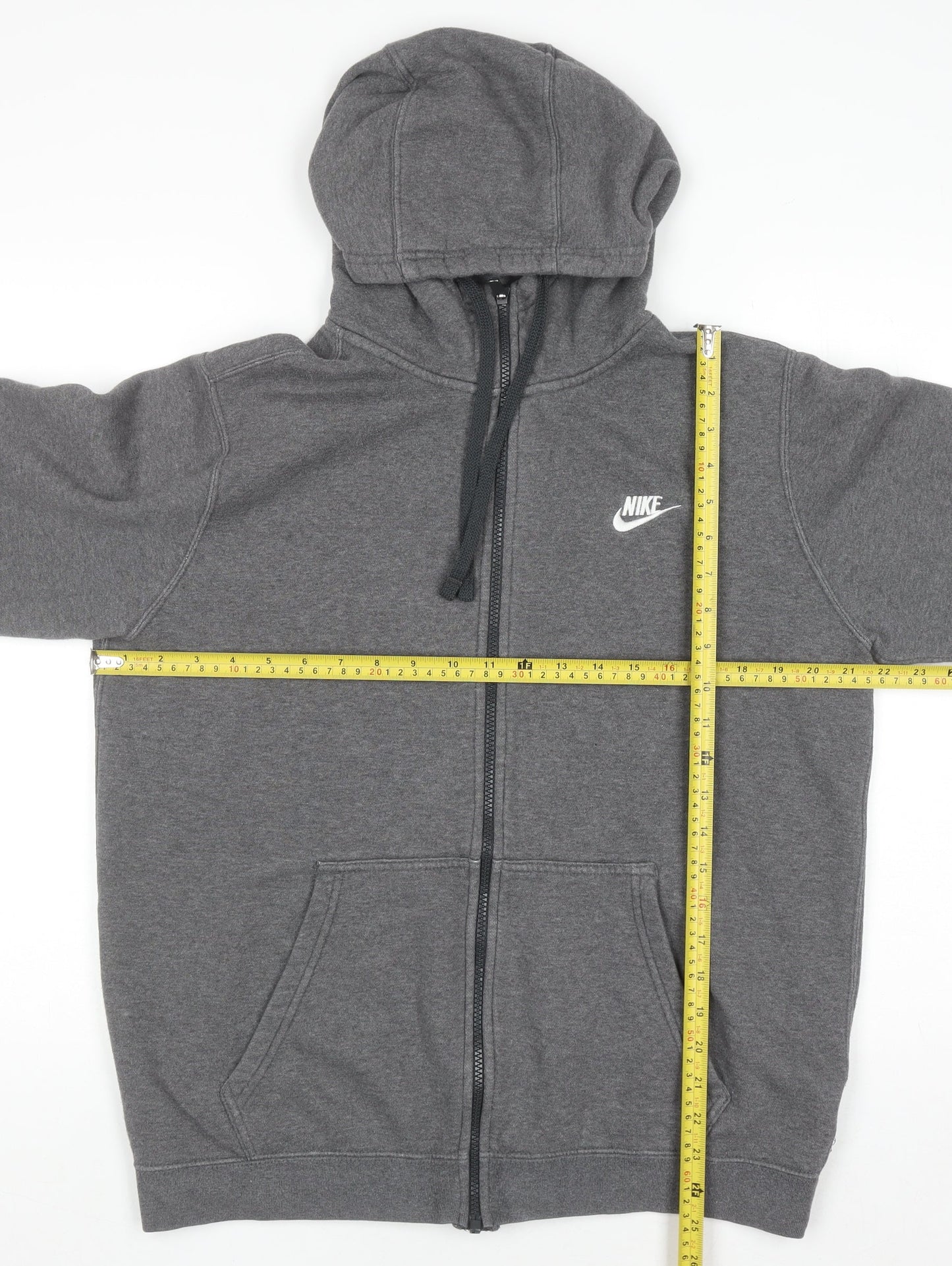 Nike Men's Grey Full Zip Hoodie Medium Regular Fit Cotton Blend
