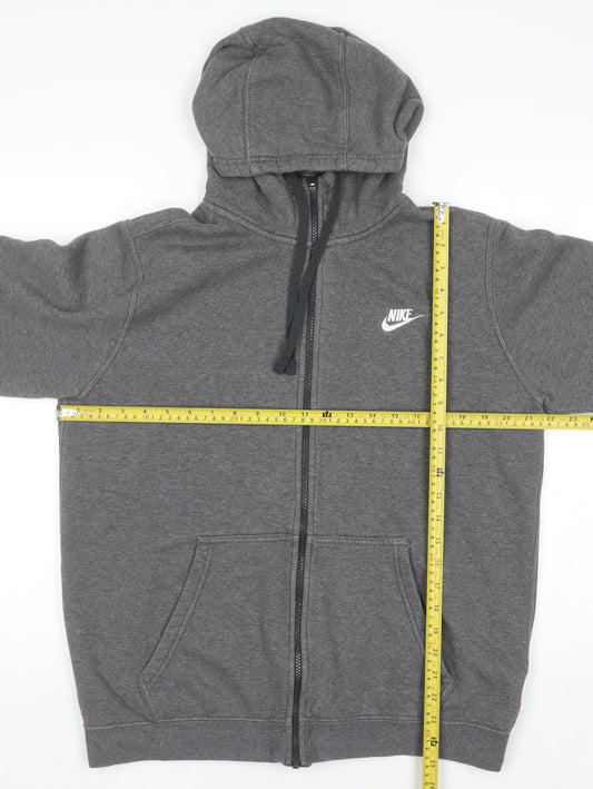 Nike Men's Grey Full Zip Hoodie Medium Regular Fit Cotton Blend