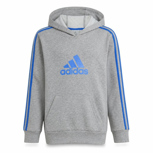 Adidas Boys Grey Pullover Hoodie Size L Sports Graphic Fleece Sweatshirt