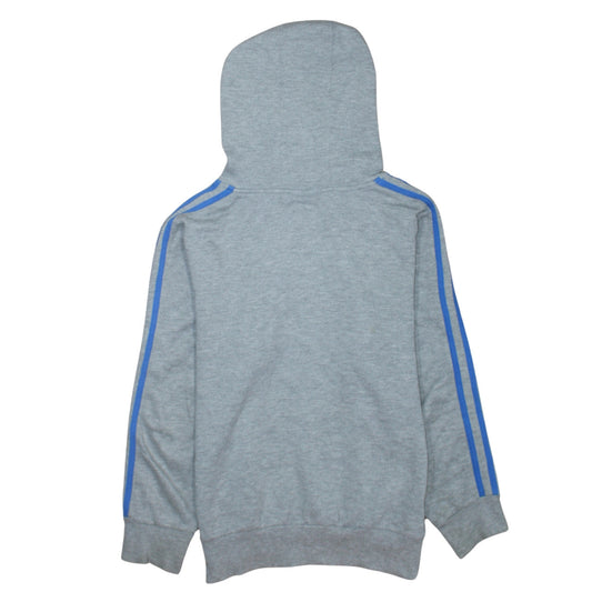 Adidas Boys Grey Pullover Hoodie Size L Sports Graphic Fleece Sweatshirt