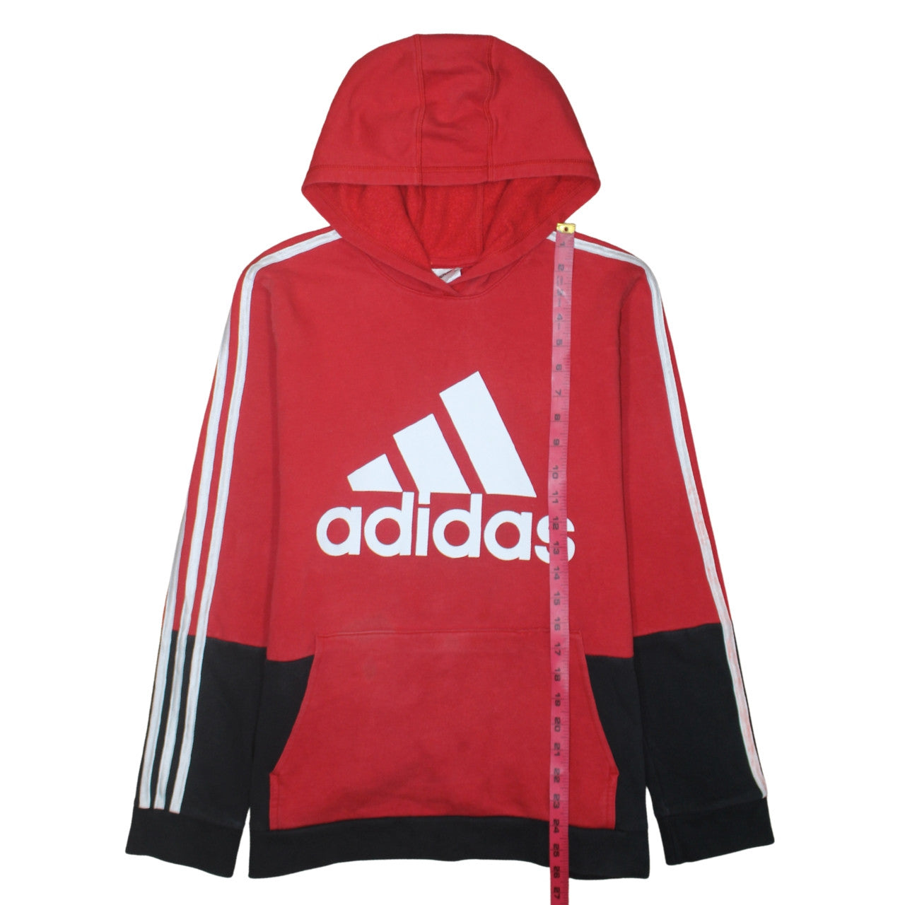 Adidas Womens Red Black Pullover Hoodie Size 18/20 Logo Print
