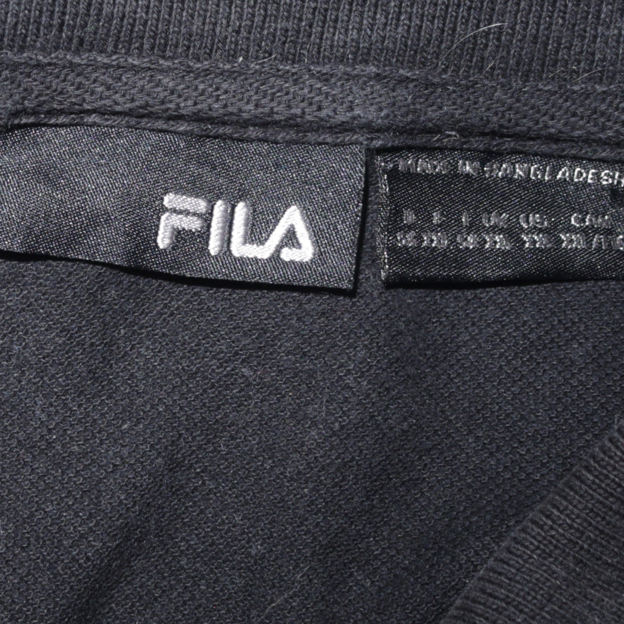 FILA Men's Black Cotton Short Sleeve Polo Shirt Size L