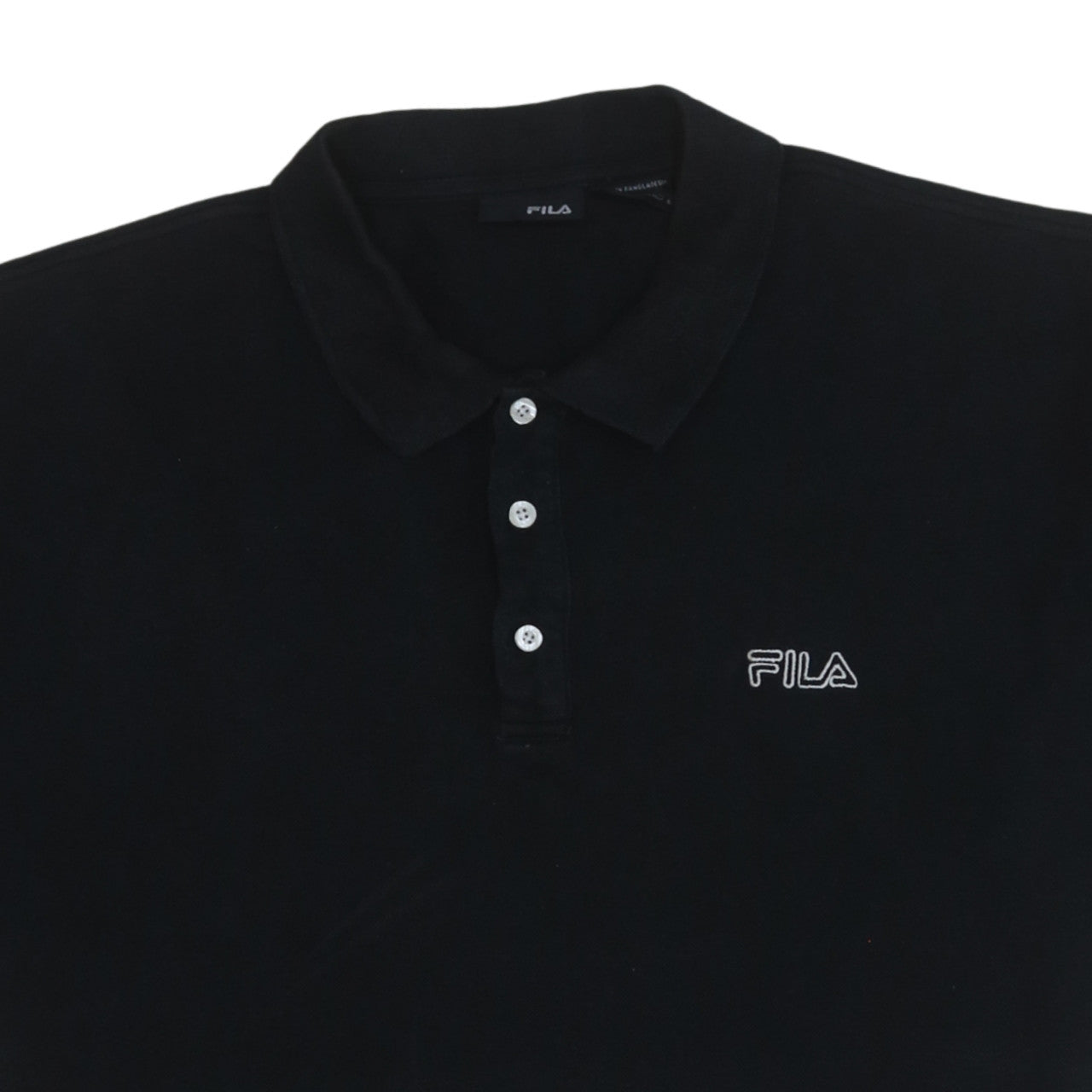 FILA Men's Black Cotton Short Sleeve Polo Shirt Size L