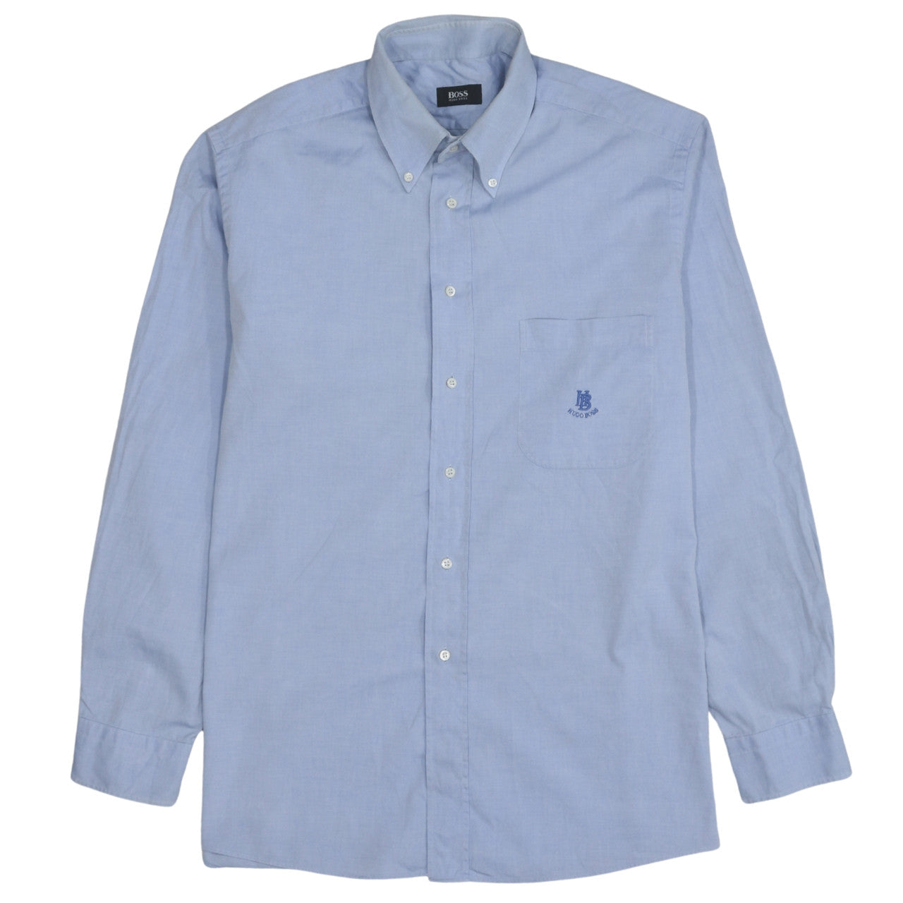 Hugo Boss Men's Blue Long Sleeve Button-Down Cotton Shirt Size L
