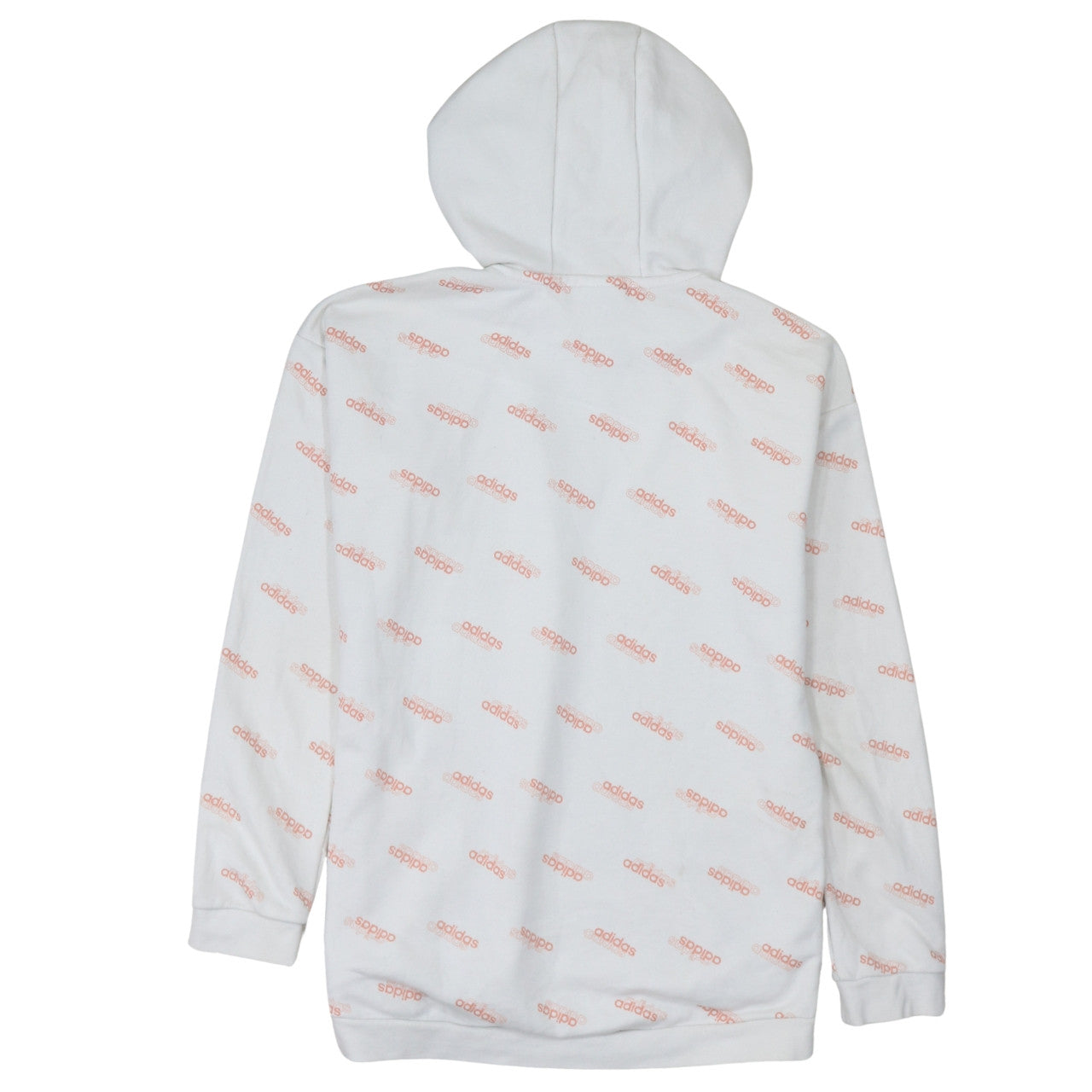 Adidas Womens White Pink Logo Pullover Hoodie XS