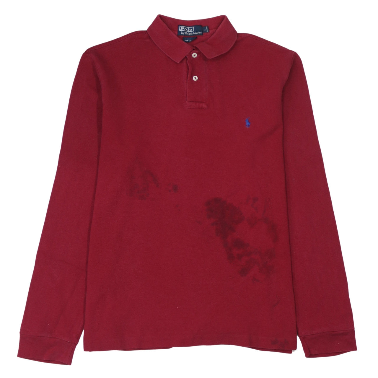 Ralph Lauren Men's Red Long Sleeve Custom Fit Polo Shirt Size L