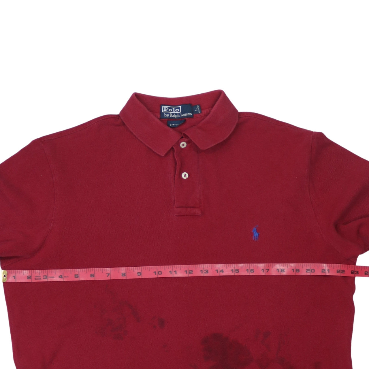 Ralph Lauren Men's Red Long Sleeve Custom Fit Polo Shirt Size L