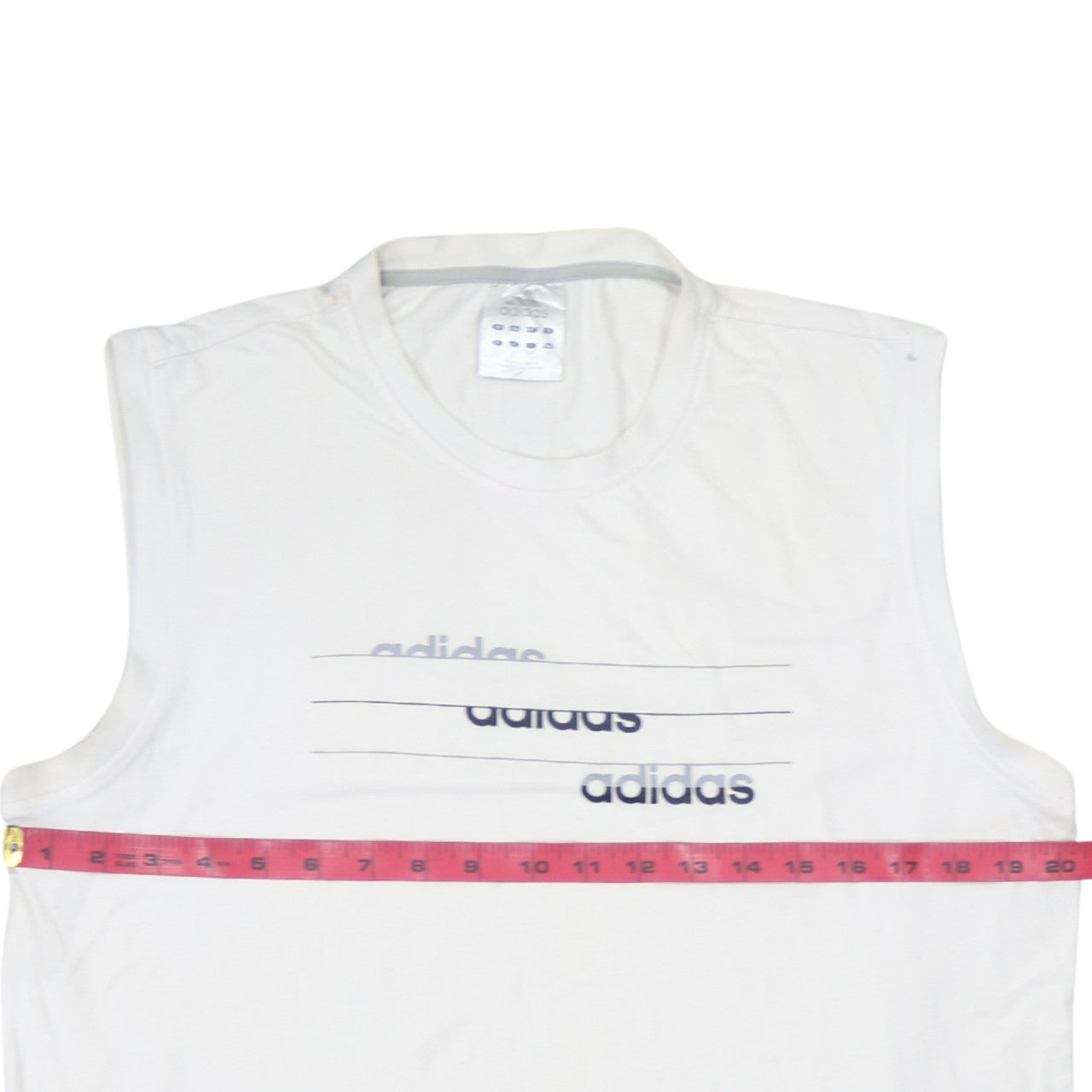Adidas Men's White Sleeveless Graphic T-Shirt L Cotton Elastane
