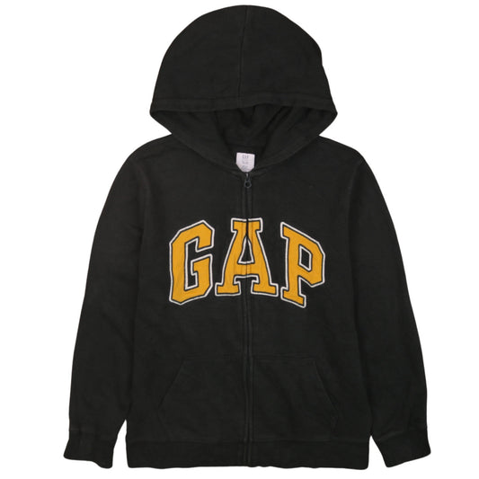 GAP Kids Boys Black Full Zip Hoodie Size 14-16 Cotton Blend Logo