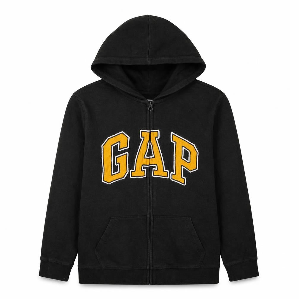 Gap Kids Boys Black Full Zip Hoodie Size 14-16 Cotton Blend Logo