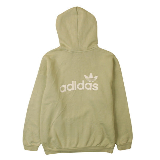 Adidas Womens Green Hoodie UK 12 Pullover Logo Cotton Blend