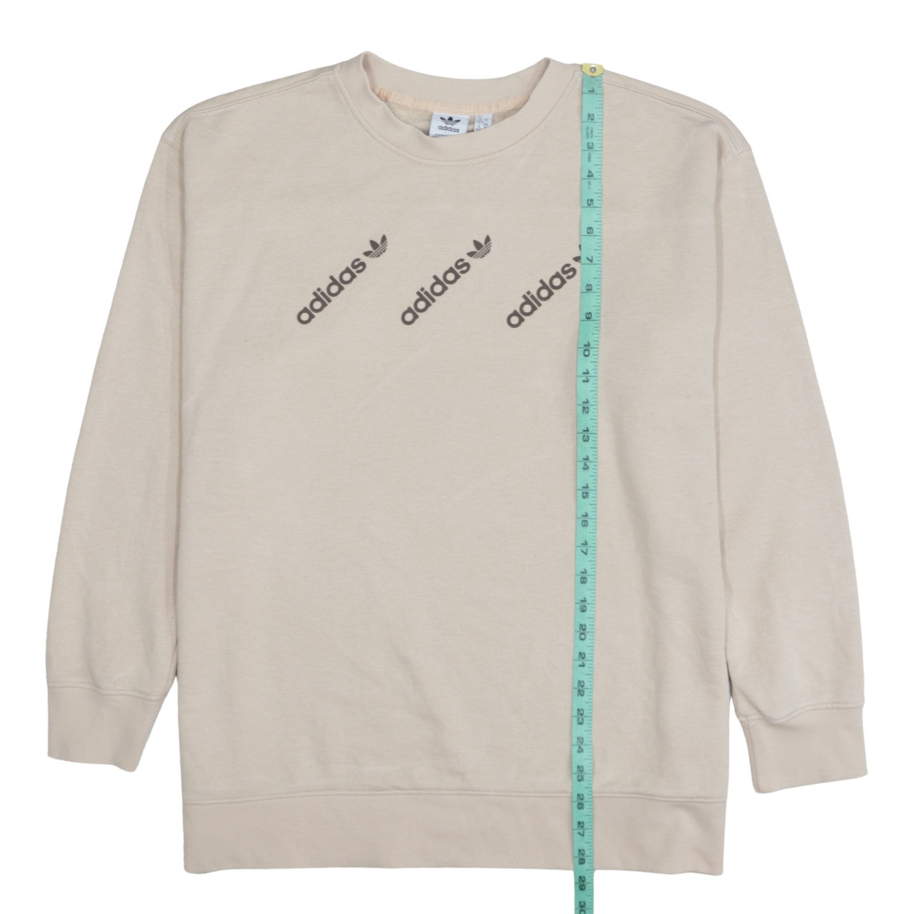Adidas Women Beige 1X Pullover Sweatshirt with Logo Print