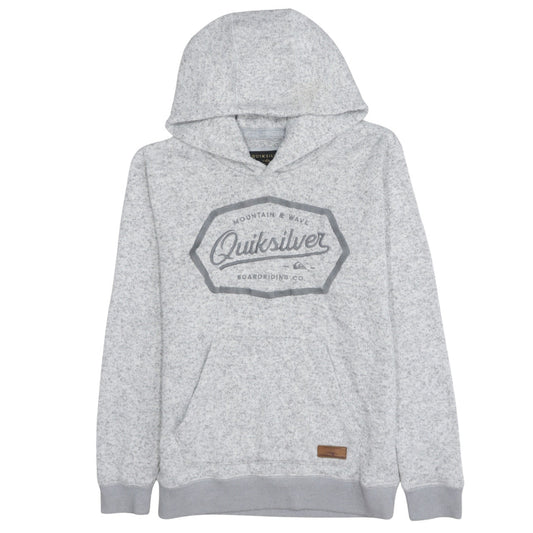 Quiksilver Womens Grey Pullover Hoodie Size L Logo Print Casual