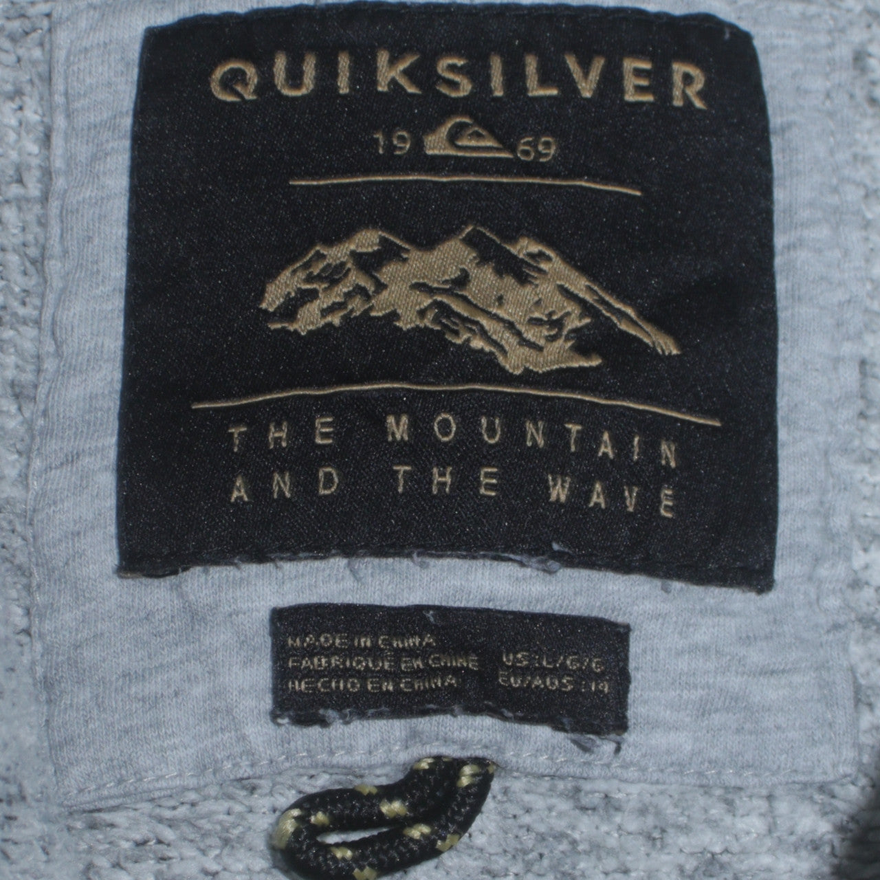 Quiksilver Womens Grey Pullover Hoodie Size L Logo Print Casual
