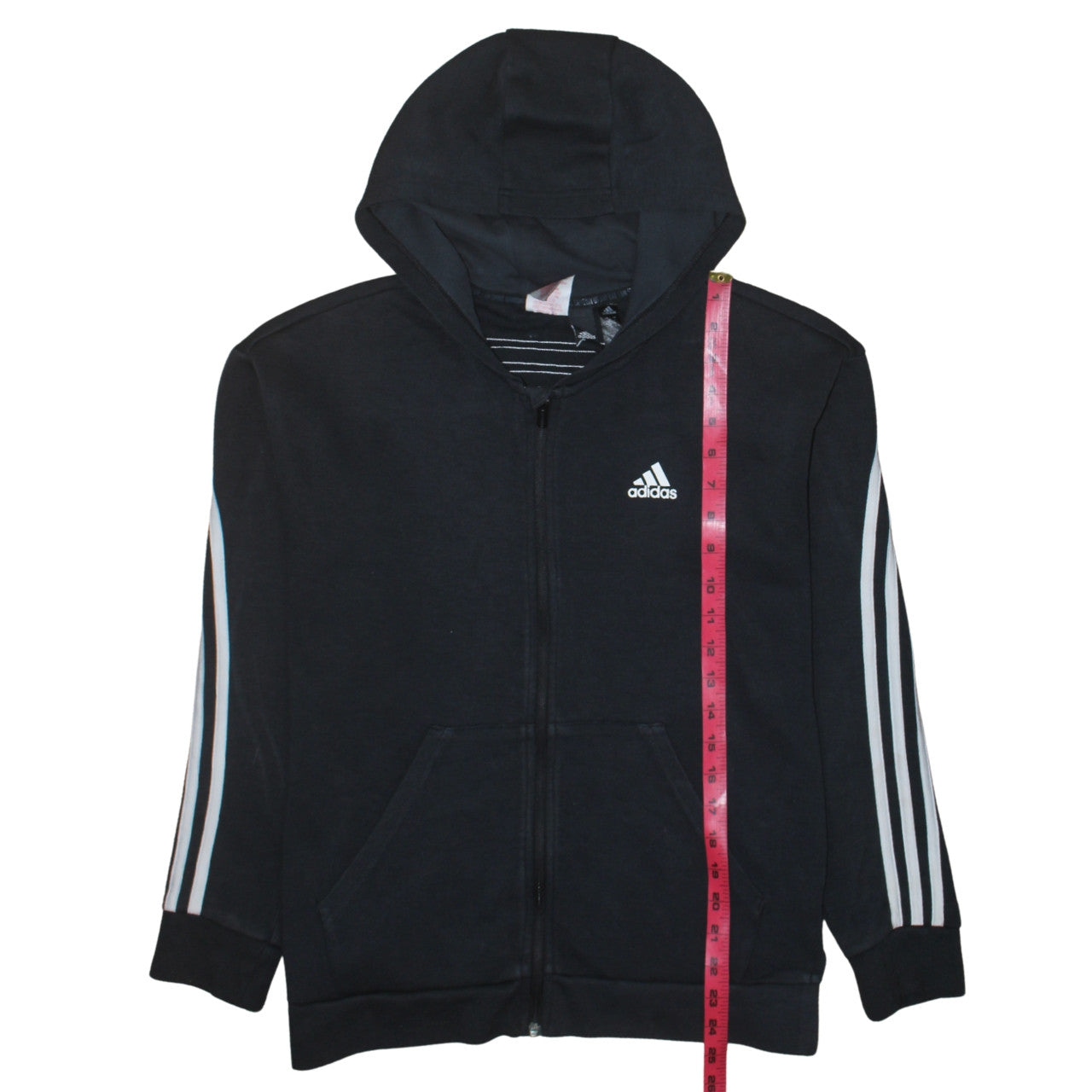 Adidas Teens Black Full Zip Hoodie L Sportswear Logo Sweatshirt
