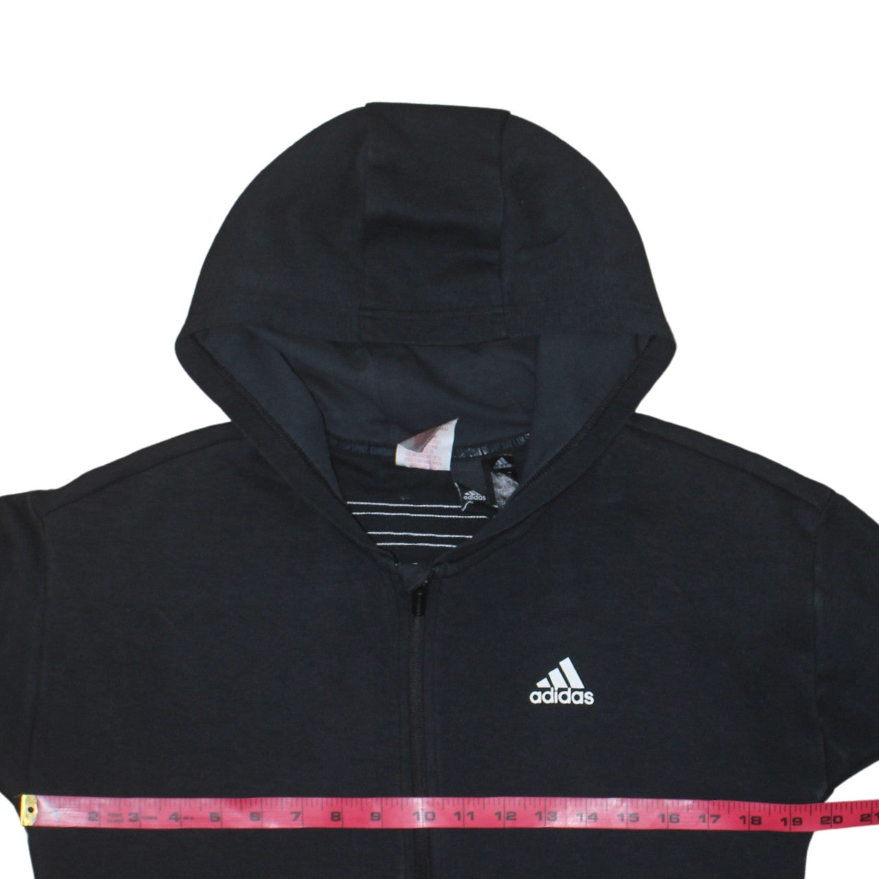 Adidas Teens Black Full Zip Hoodie L Sportswear Logo Sweatshirt