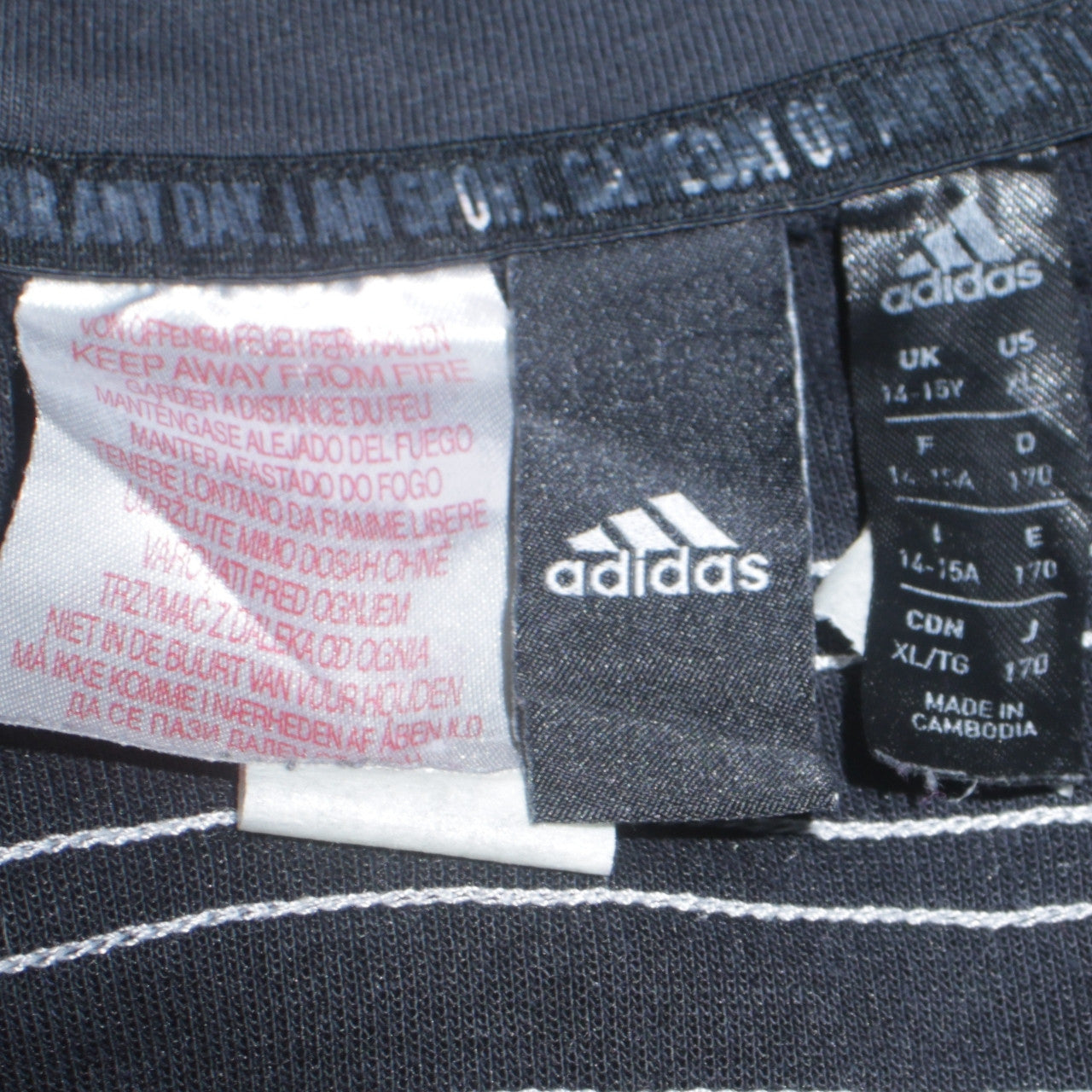 Adidas Teens Black Full Zip Hoodie L Sportswear Logo Sweatshirt