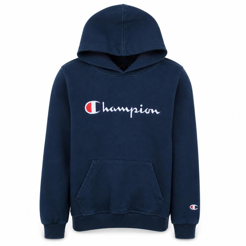 Champion Mens Blue Pullover Hoodie M Embroidered Logo Fleece