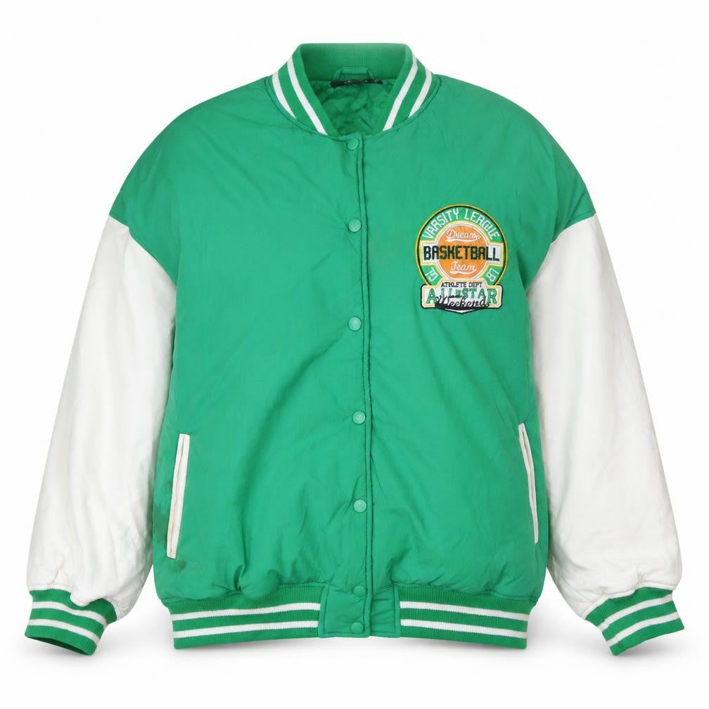 Missguided Womens Green Varsity Jacket UK 10 Casual Baseball Style