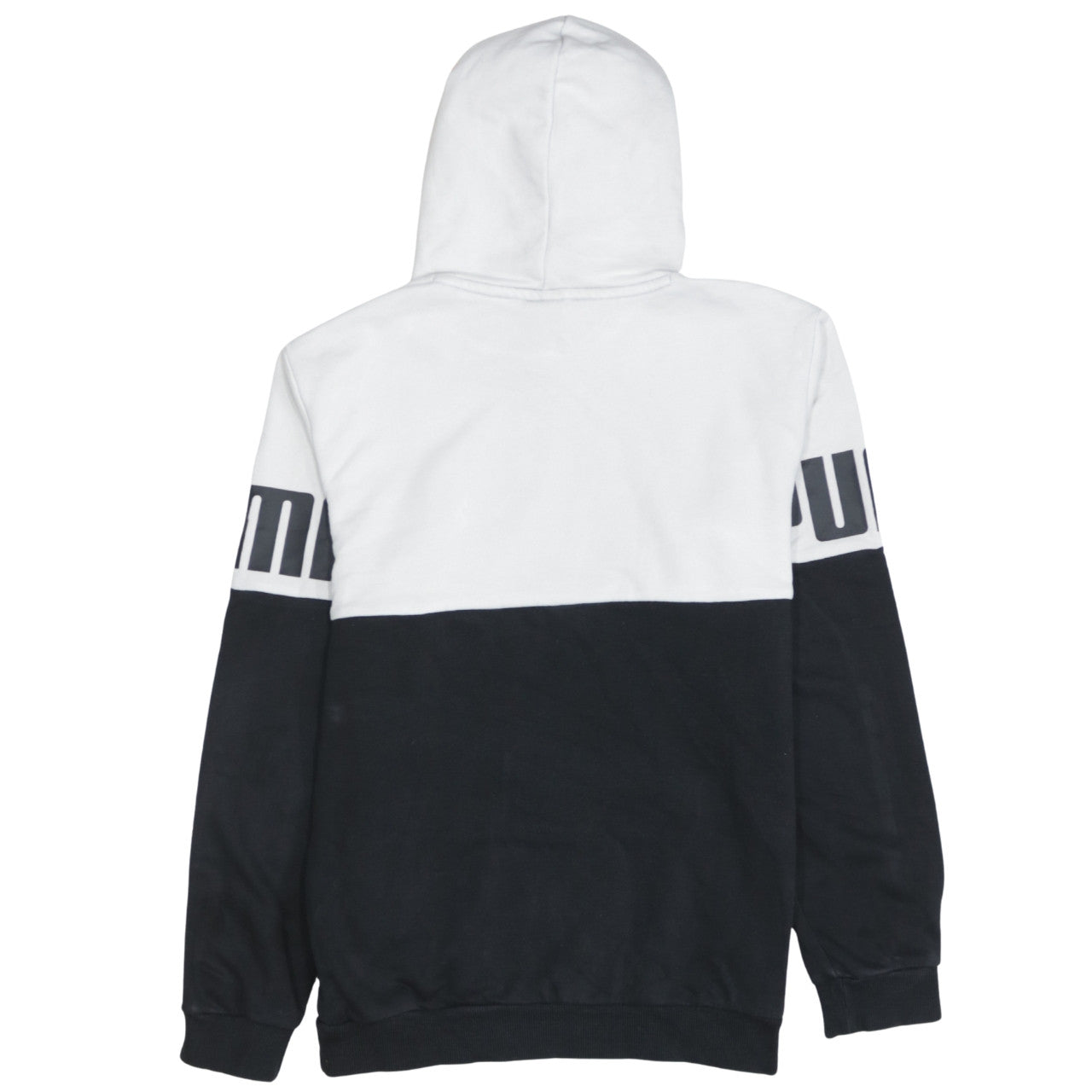 Puma Boys White and Black Pullover Hoodie Size 13-14 Years Colourblock