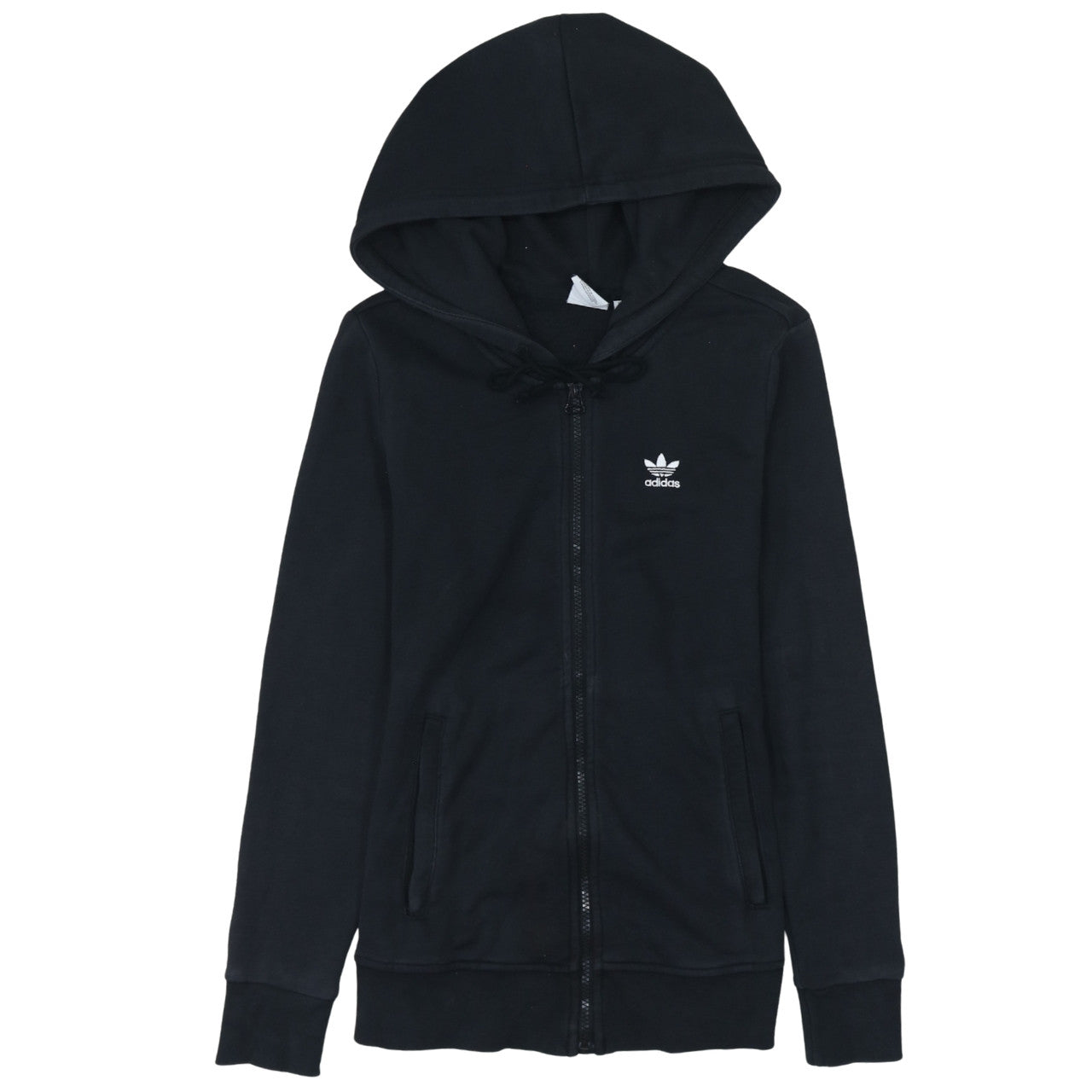 Adidas Womens Black XS Full Zip Hoodie Sweatshirt Classic Style