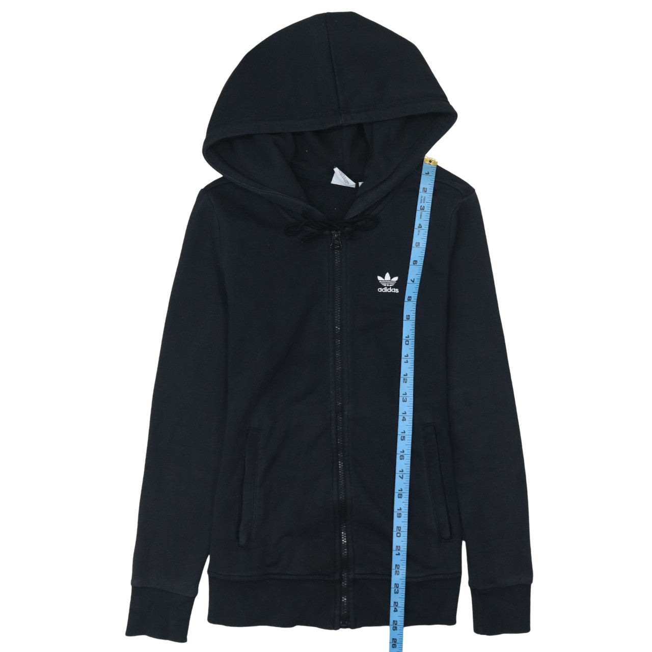 Adidas Womens Black XS Full Zip Hoodie Sweatshirt Classic Style