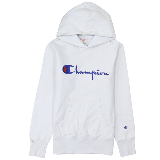 Champion Men's White Medium Pullover Hoodie with Logo Embroidery