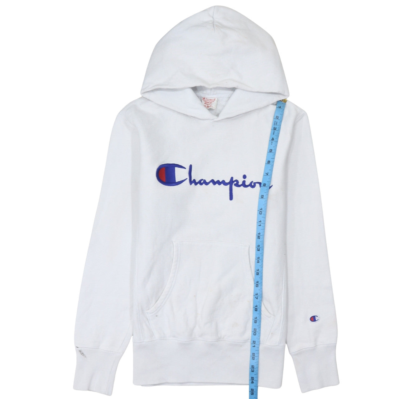 Champion Men's White Medium Pullover Hoodie with Logo Embroidery