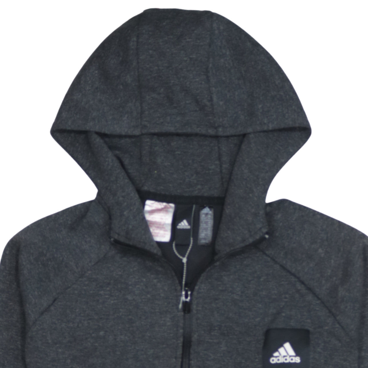 Adidas Boys Dark Grey Full Zip Hoodie Size 11-12 Years Hooded Sportswear