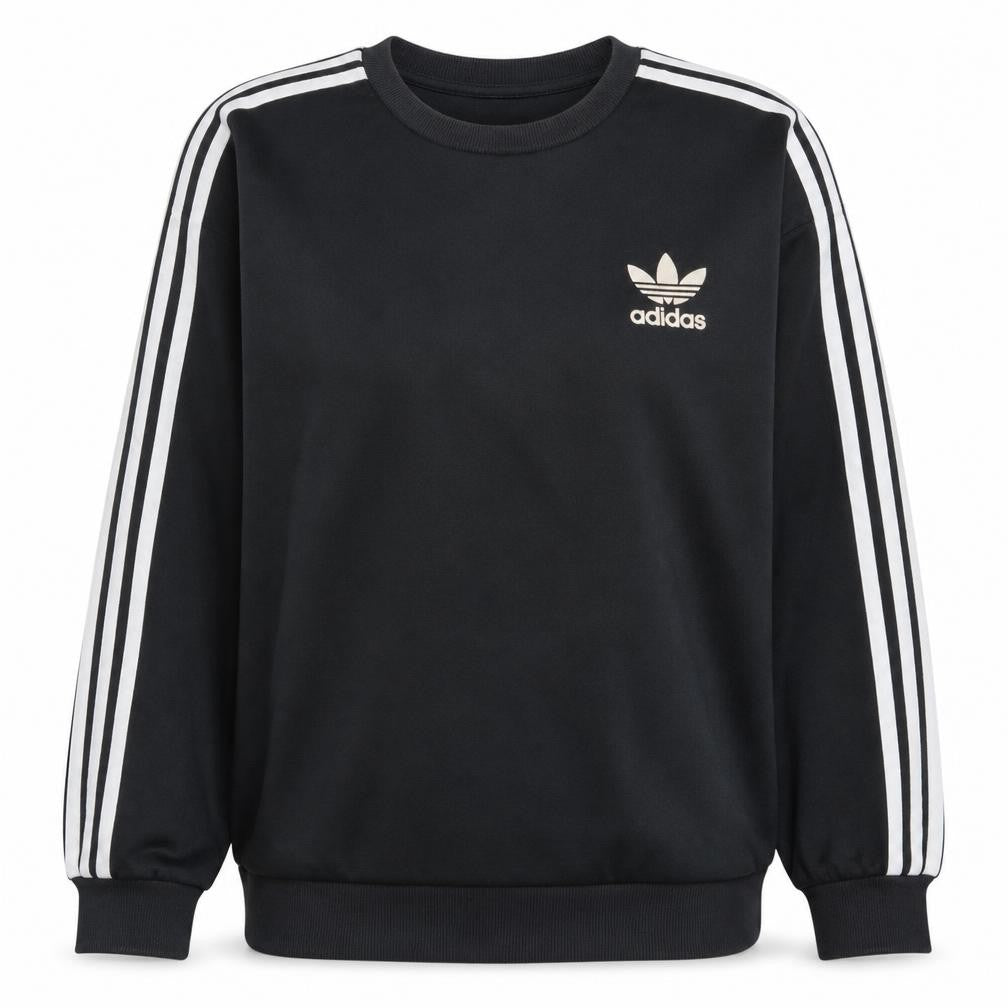 Front view of Adidas Women Black, size 12, Crew Neck Long Sleeve Sweatshirt
