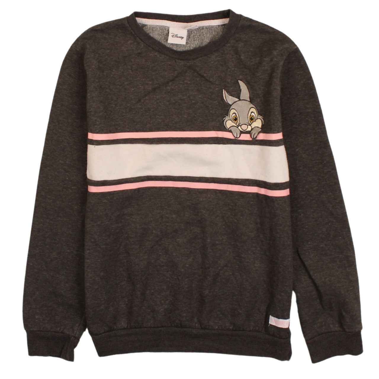 Disney Women Grey Thumper Sweatshirt XS Crew Neck Long Sleeve Pullover