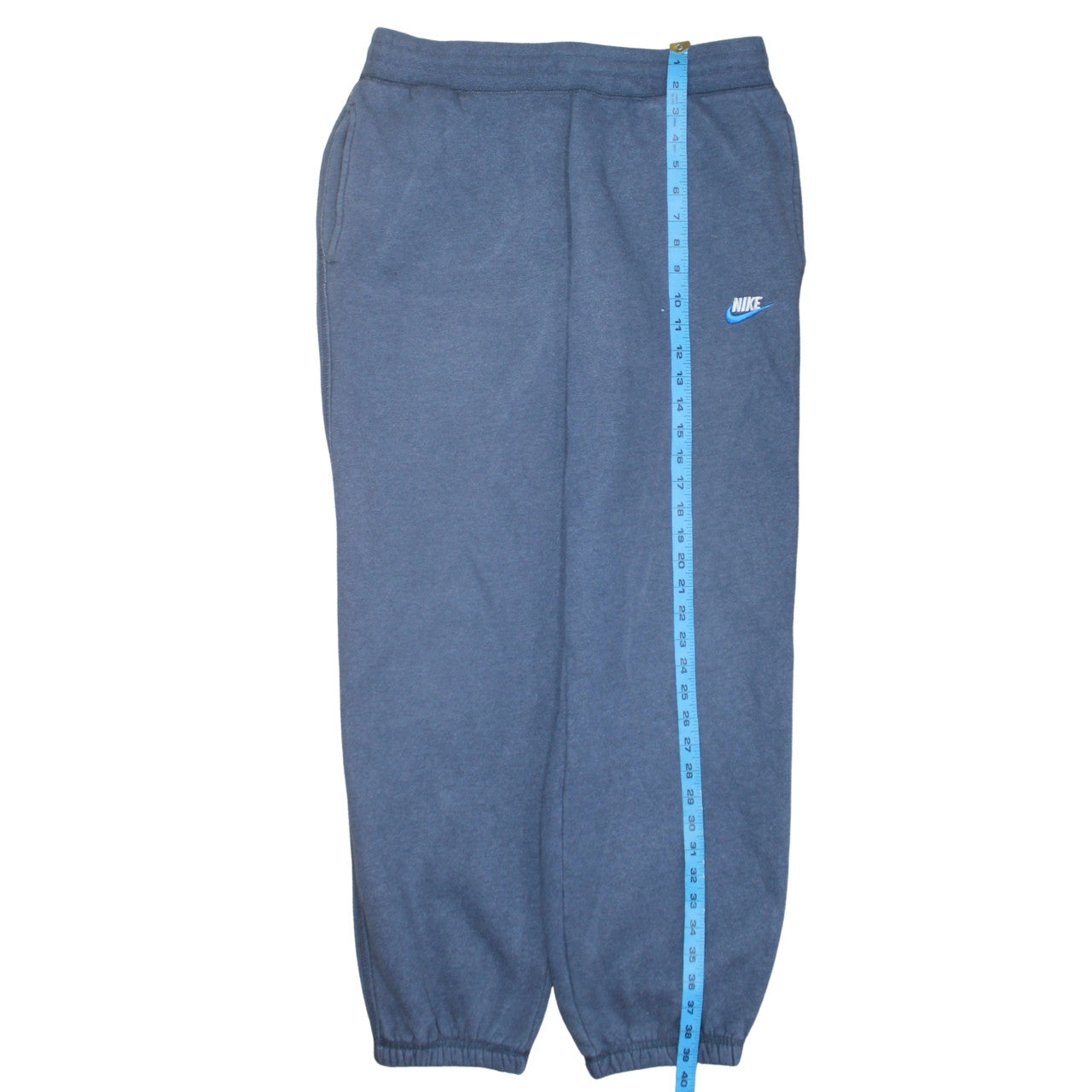 Nike Men Blue Fleece Jogger Sweatpants L Elastic Waist Activewear