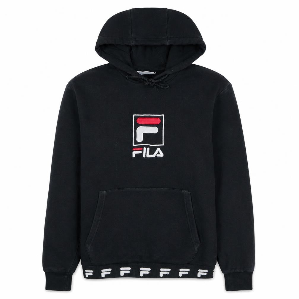 FILA Men's Black XS Pullover Hoodie Embroidered Logo Cotton Blend