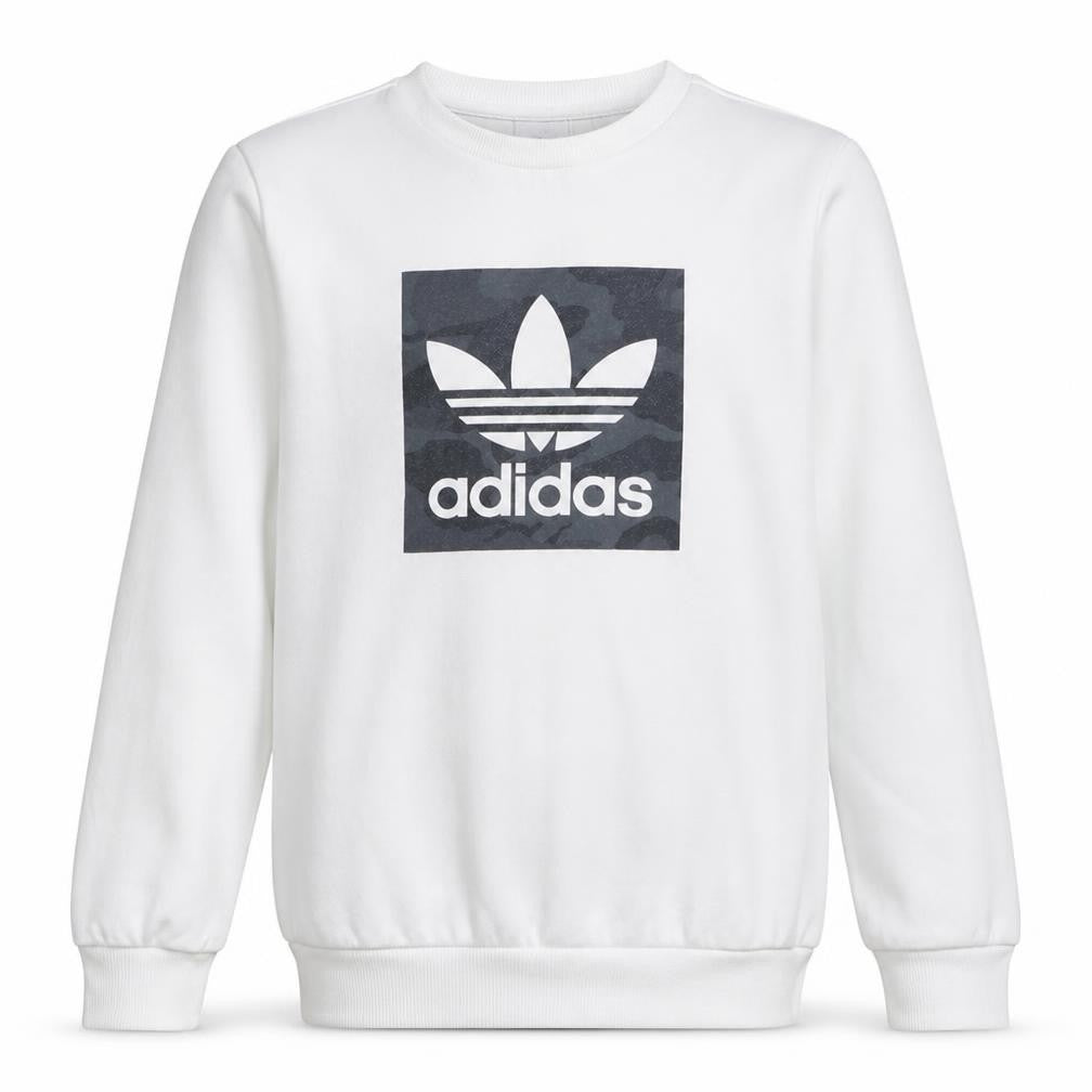 Adidas Boys White Crew Neck Graphic Sweatshirt Size 13-14 Years L