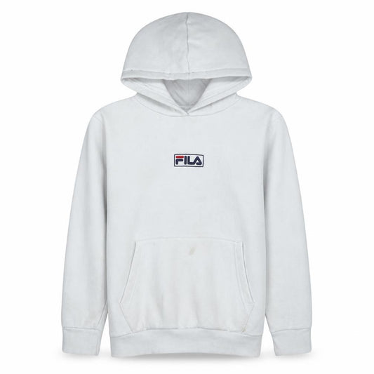 Fila Boys White Pullover Hoodie 13 Years Cotton Blend Logo Design