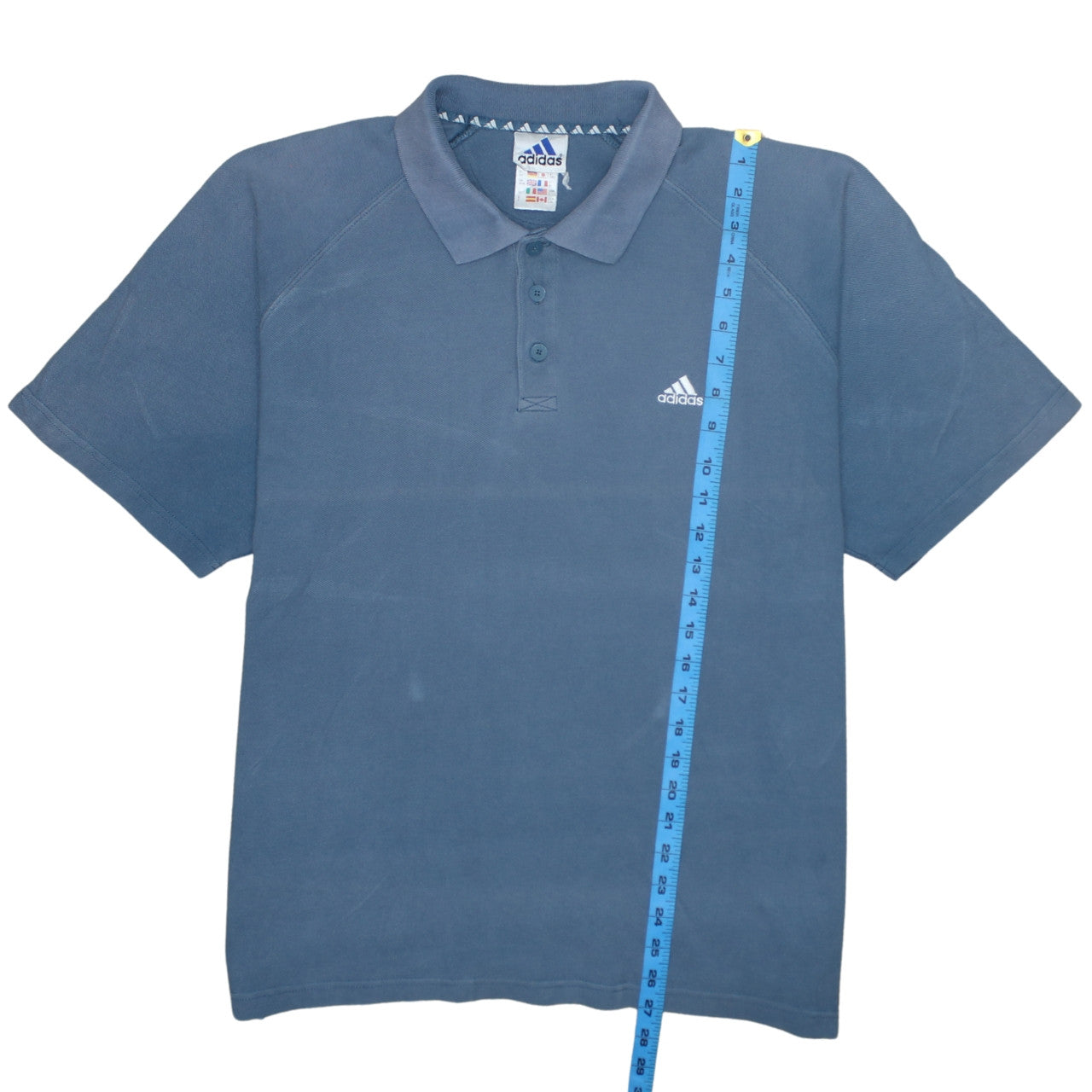 Adidas Mens Blue Cotton Polo Shirt Size L Short Sleeve