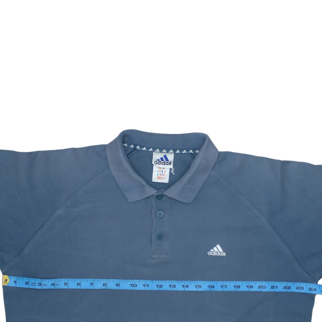 Adidas Mens Blue Cotton Polo Shirt Size L Short Sleeve