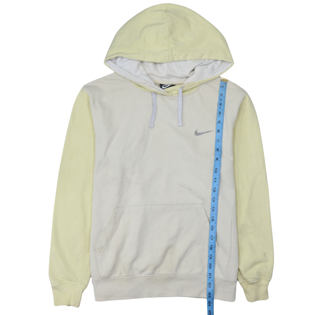 Nike Women’s Beige Yellow Pullover Hoodie Small Logo Cotton Blend