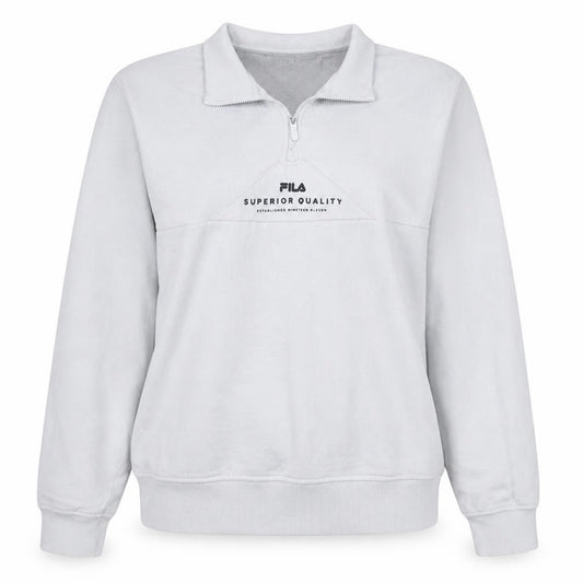 Fila Women’s White 1/4 Zip Sweatshirt Medium Cotton Blend Pullover