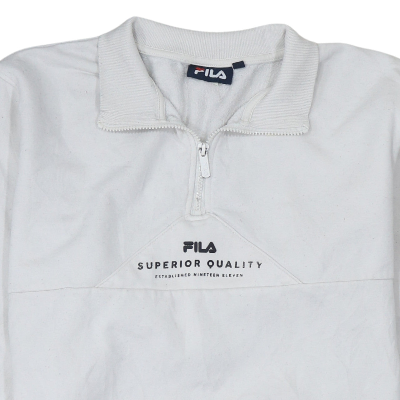 Fila Women’s White 1/4 Zip Sweatshirt Medium Cotton Blend Pullover