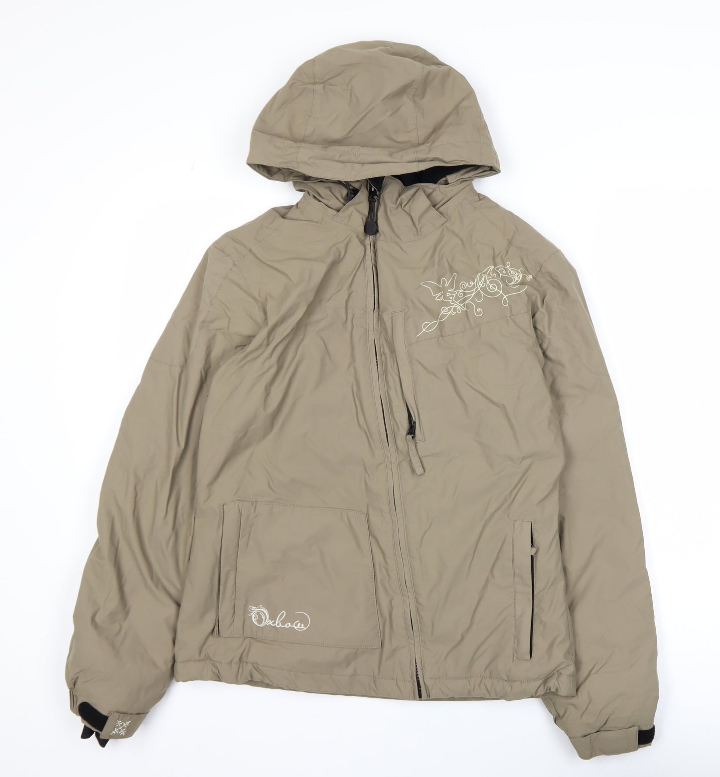 Oxbow Women’s Beige Hooded Windbreaker Jacket Size 2 Nylon Lightweight