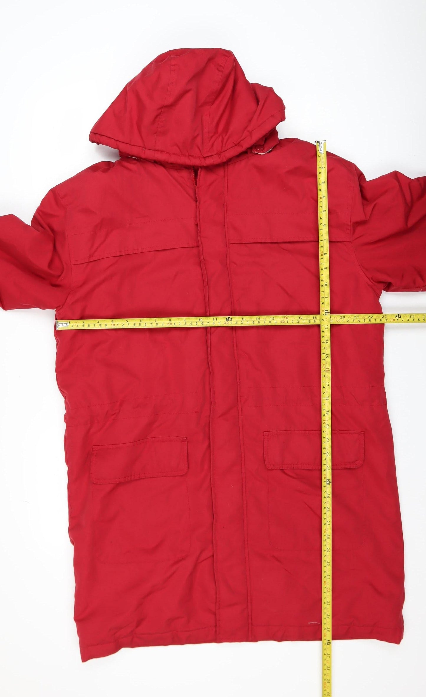 Cotton Traders Women's Red L Parka Coat Hooded Long Winter Jacket