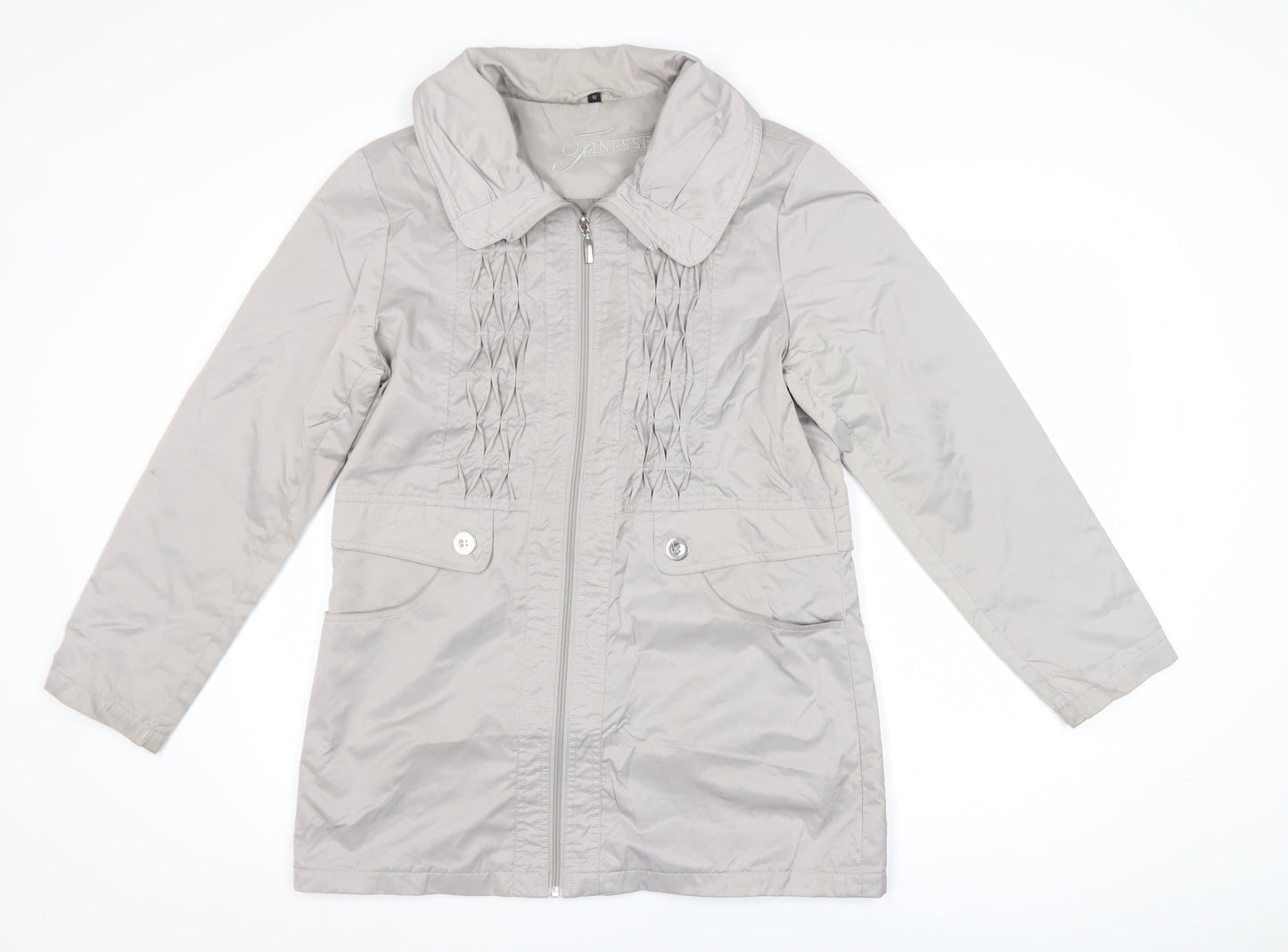 Finesse Women’s Grey Size 12 Mid-Length Zip Jacket