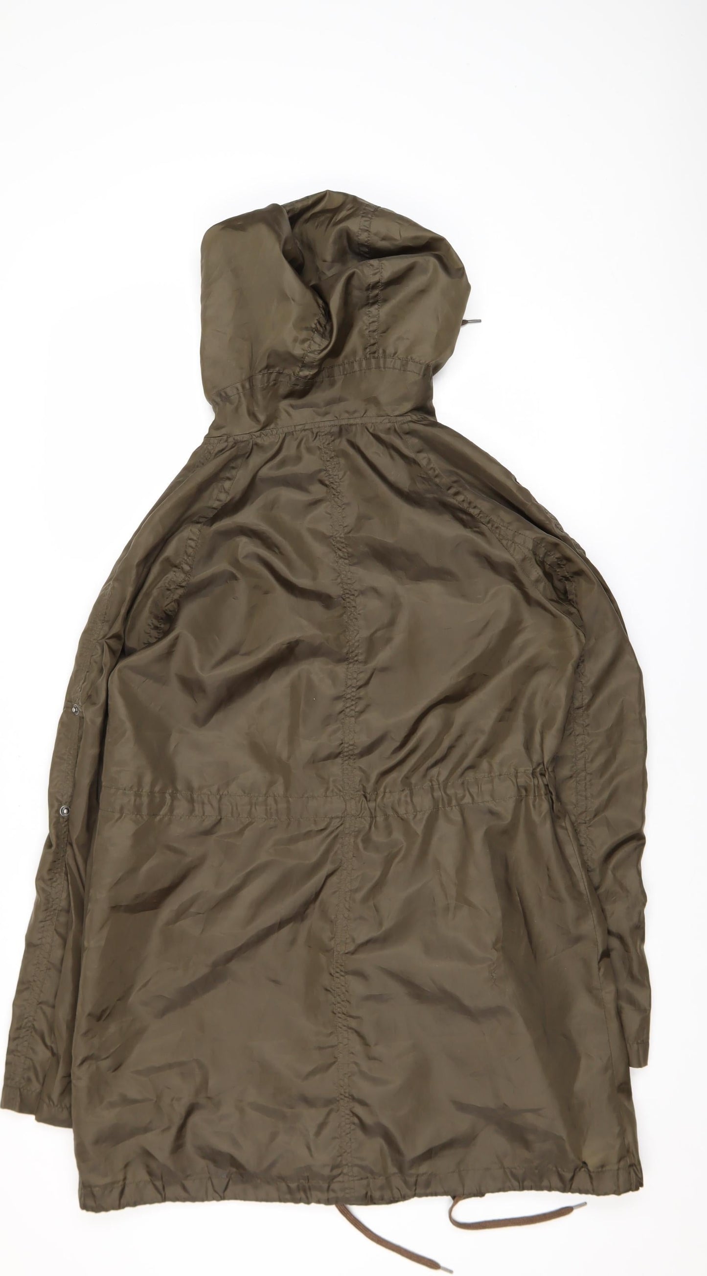 Topshop Women’s Green Hooded Parka Coat Size 8 Longline Water Resistant