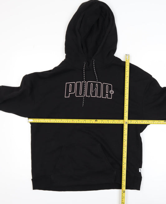 Puma Womens Black Pullover Hoodie Medium Cotton Blend Logo