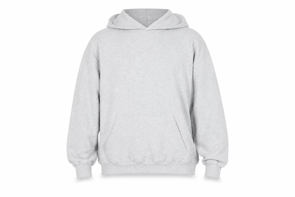 Front view of boohooMAN Men’s Grey Pullover Hoodie S Graphic Angel Print