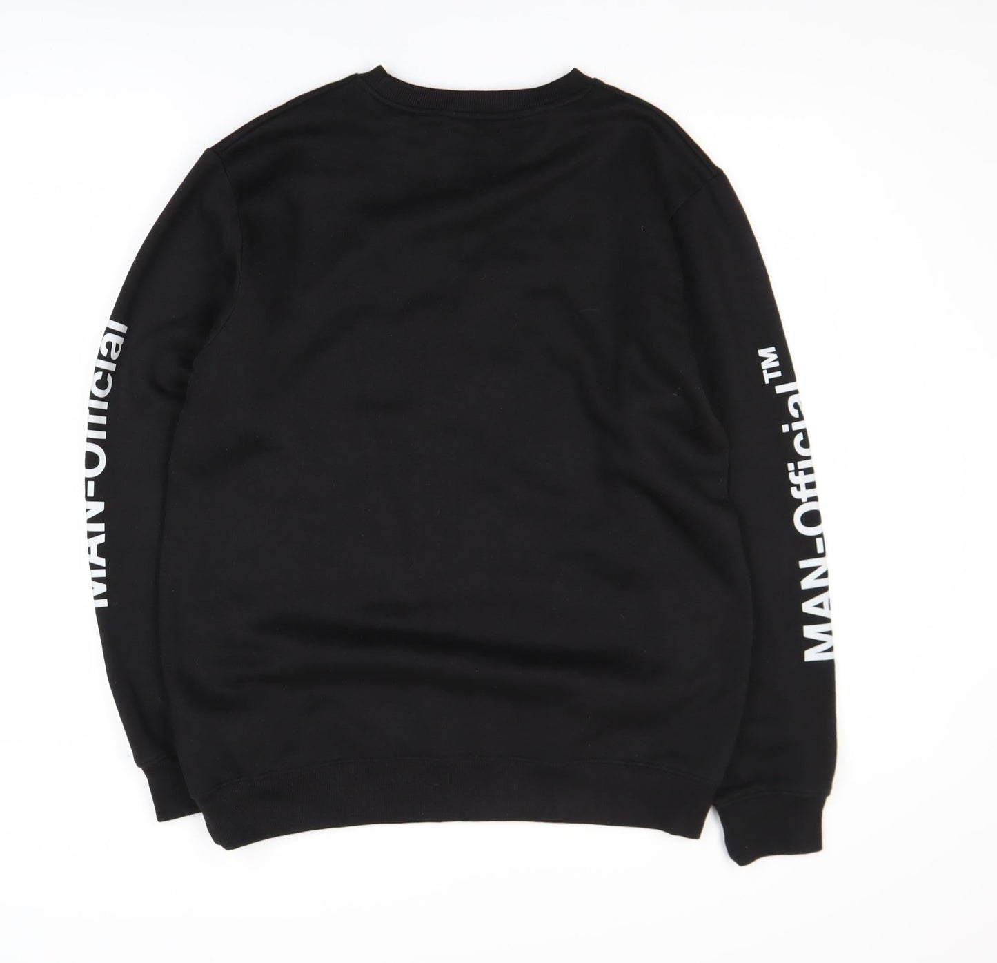 boohooMAN Men's Black & Pink Pullover Sweatshirt M Graphic Logo Crew Neck