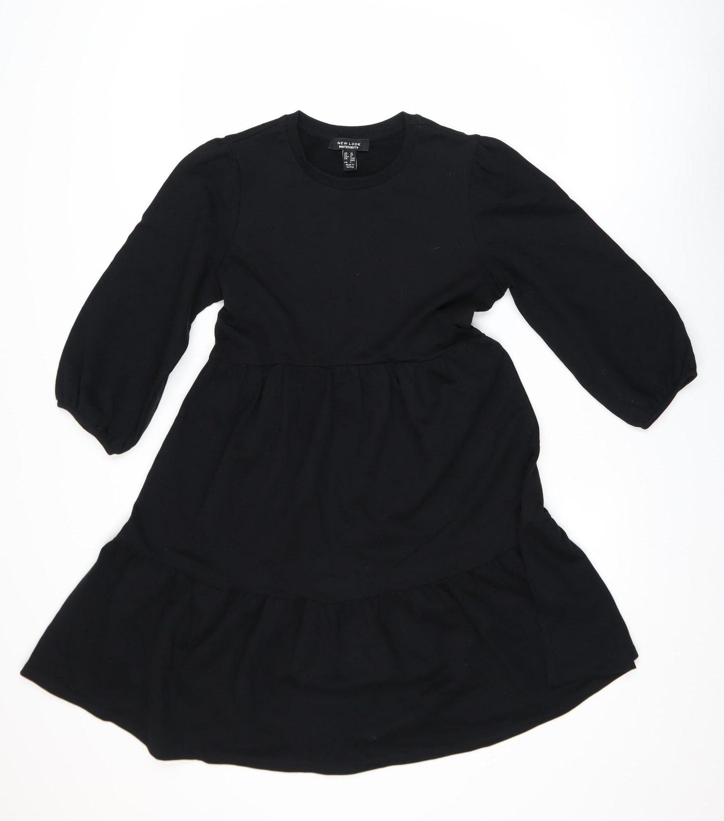 New Look Maternity Black Knee Length Smocked Jersey Dress Size 10